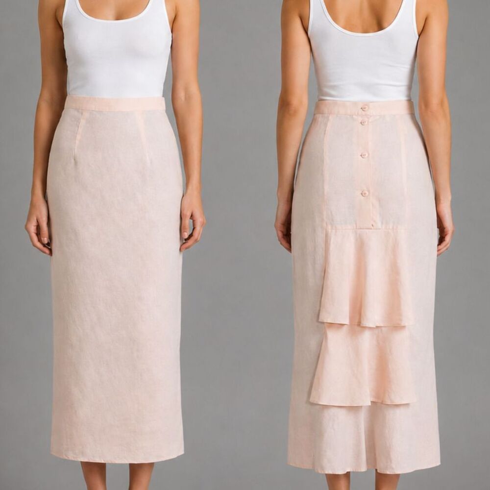 Vintage Jessica McClintock Linen Maxi Skirt Size Small